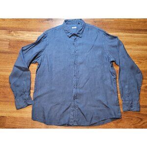 Badiali Steel Blue L/S 100% Linen Mens Button‎ Down Shirt Size 3XL